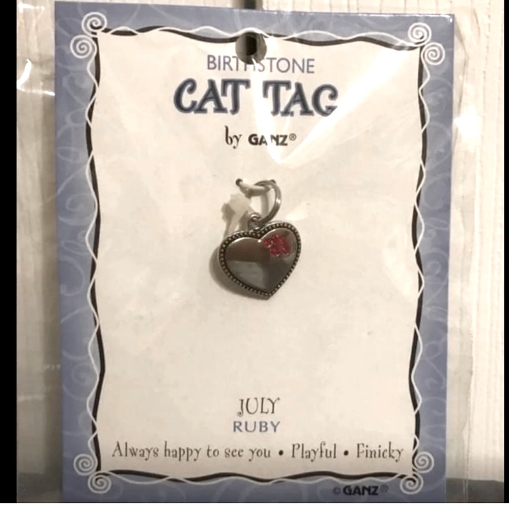 Ganz Cat July/Ruby Birthstone Collar Charm~NEW!